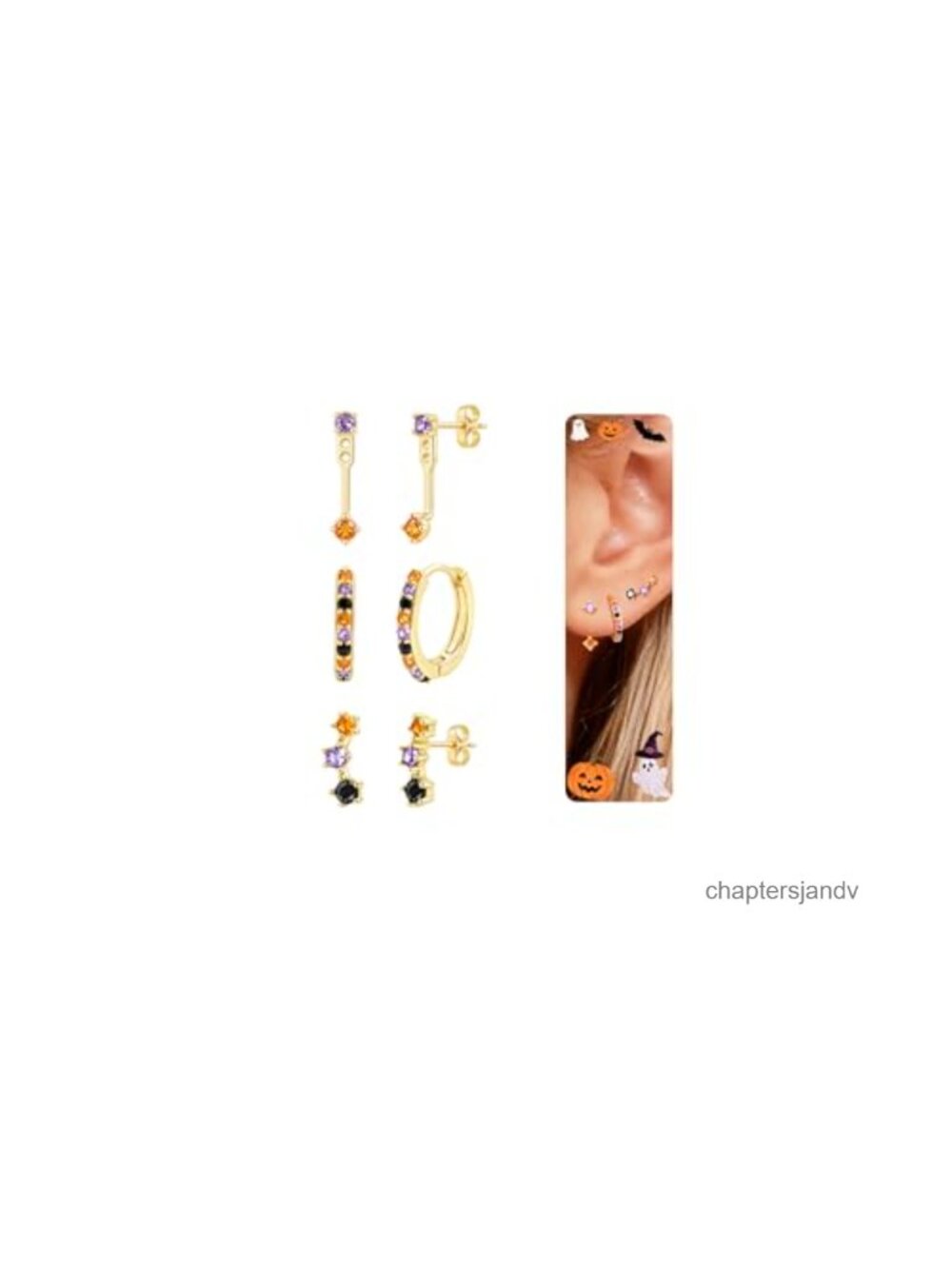 14K Gold Plated Stud Earrings Set Huggie Hoop Rhinestone Inlay Hypoallergenic